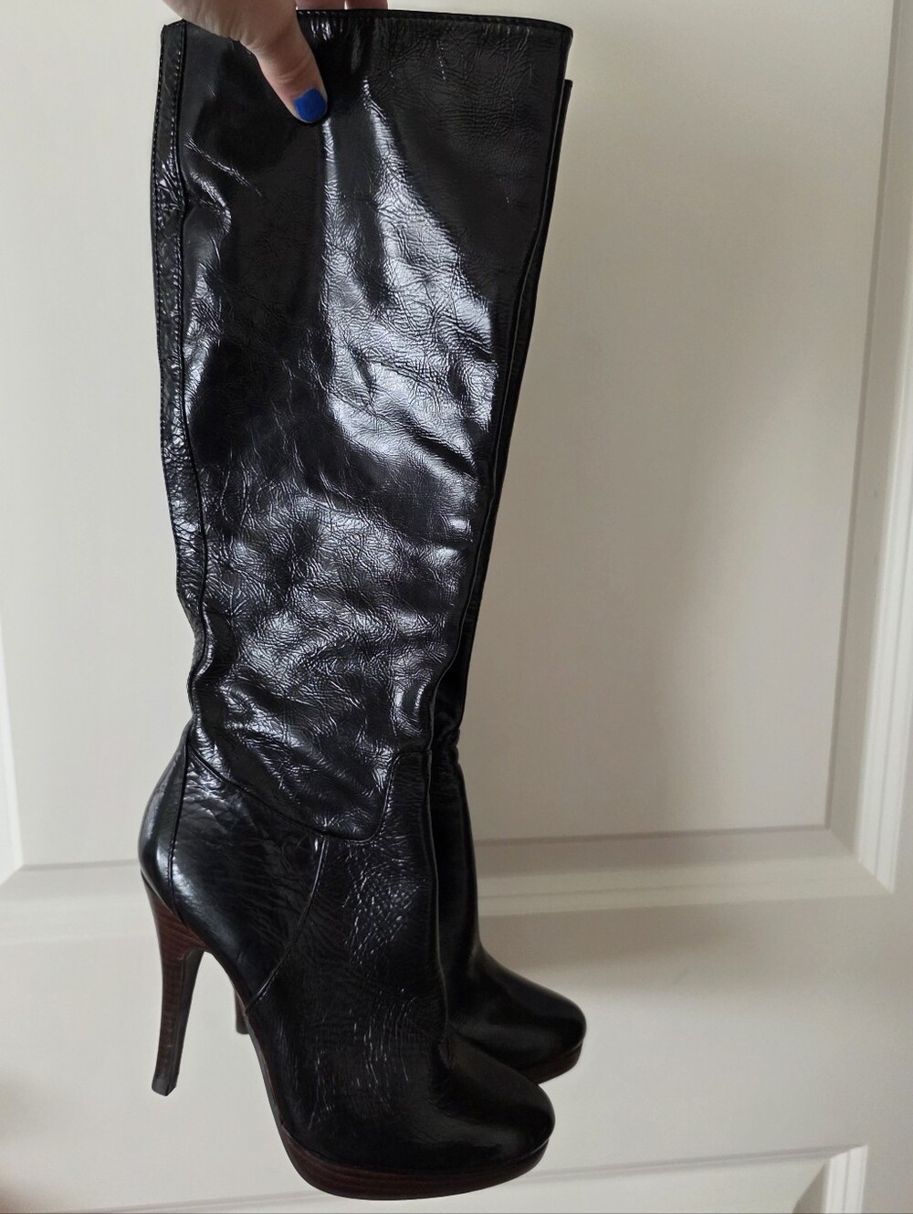 Y2k Leather Knee High Heeled Boots Womens 36 (5.5-6 US) Aldo Gothic Chic Witchy